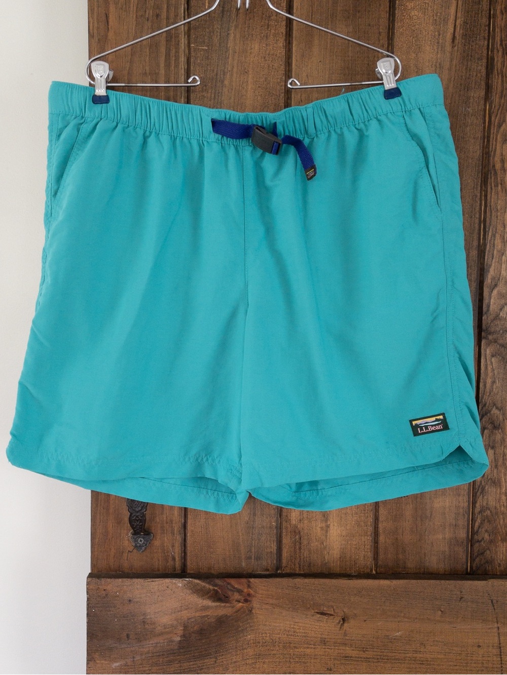 L.L. Bean Men's Blue Green Swim Shorts Trunks Lined Pockets XL Classic
